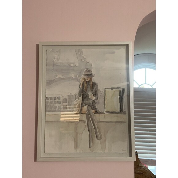 SIGNED Woman Fashion PARIS by Parvez Taj Framed Wall Art 18 X 12 - Picture 4 of 12